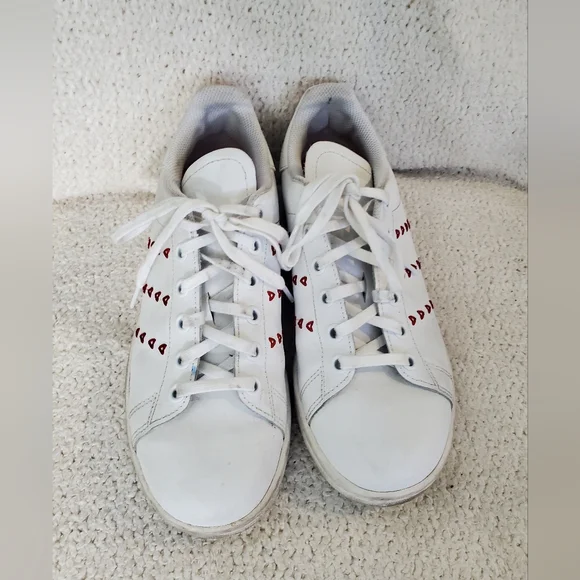 adidas | Shoes | Adidas Stan Smith White Sneakers With Red Heart Accents  Size 5 | Poshmark